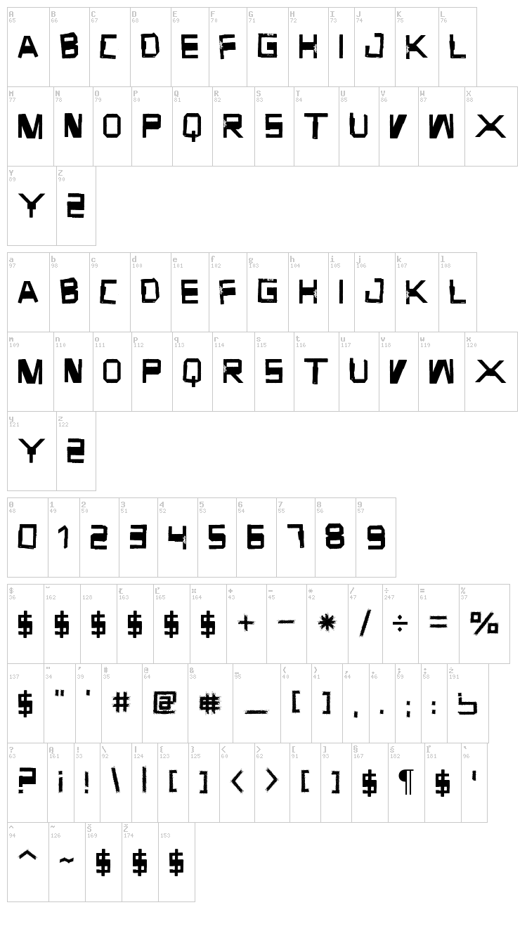 Forgotten Junk font map